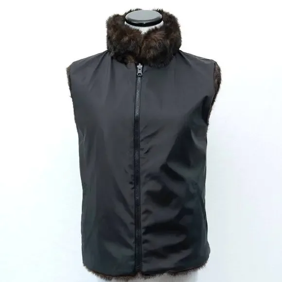 Giacca Reversible Faux Mink Fur Vest Size Small - Picture 3 of 12